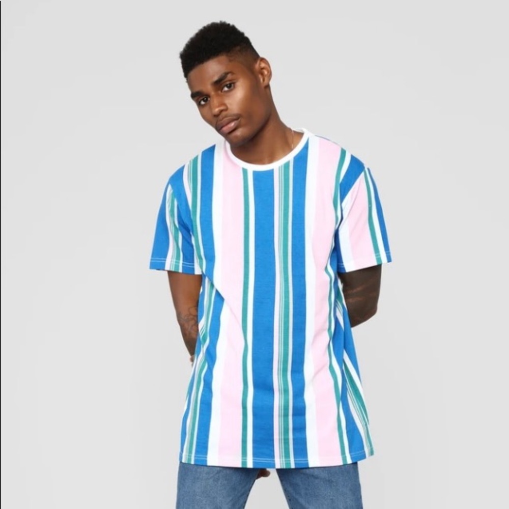 All Stripes On Me Short Sleeve Tee - Pink/combo